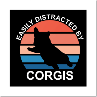 Easily Distracted By Corgis - White Text Posters and Art